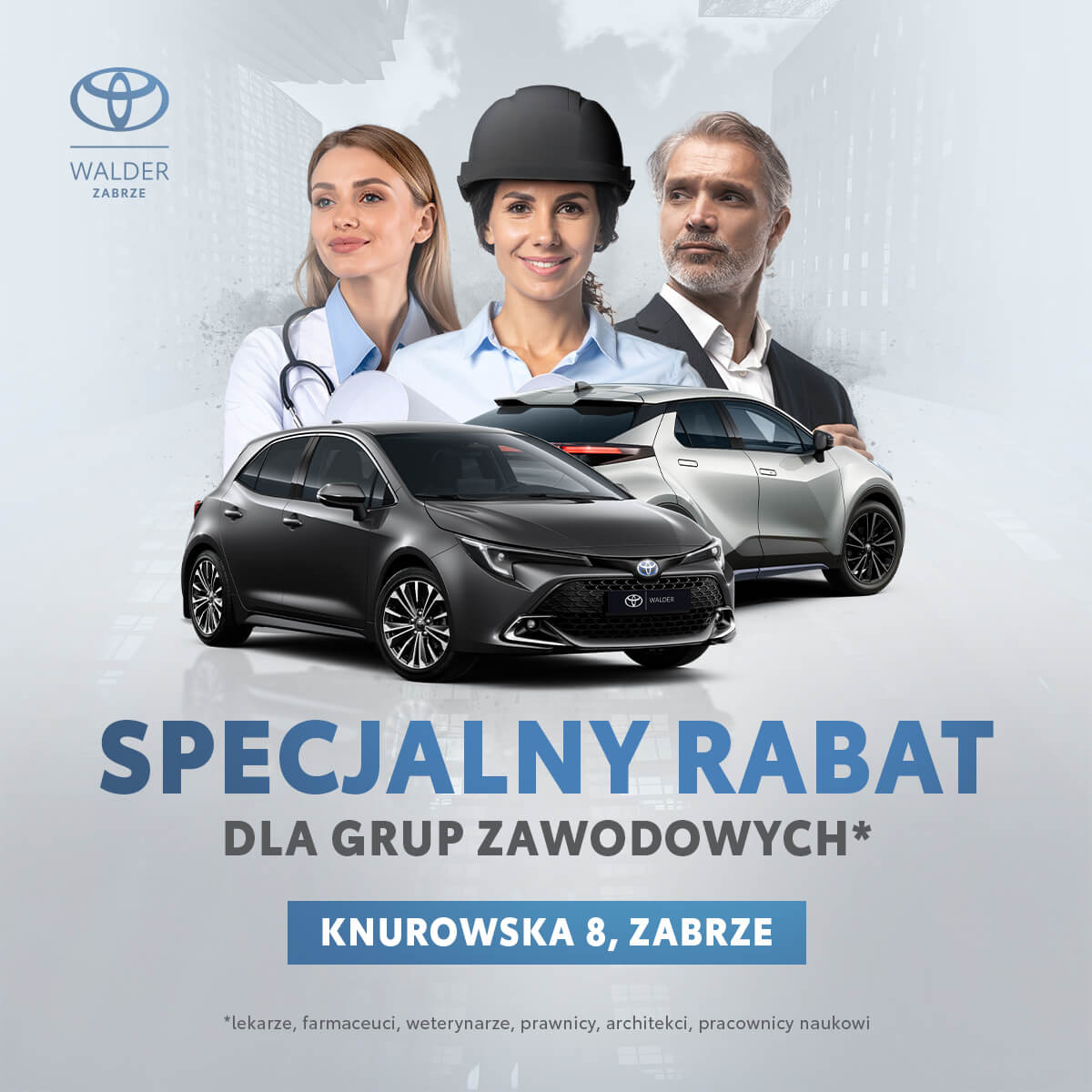 Rabat na samochody Toyota Walder Zabrze grupy zawodowe
