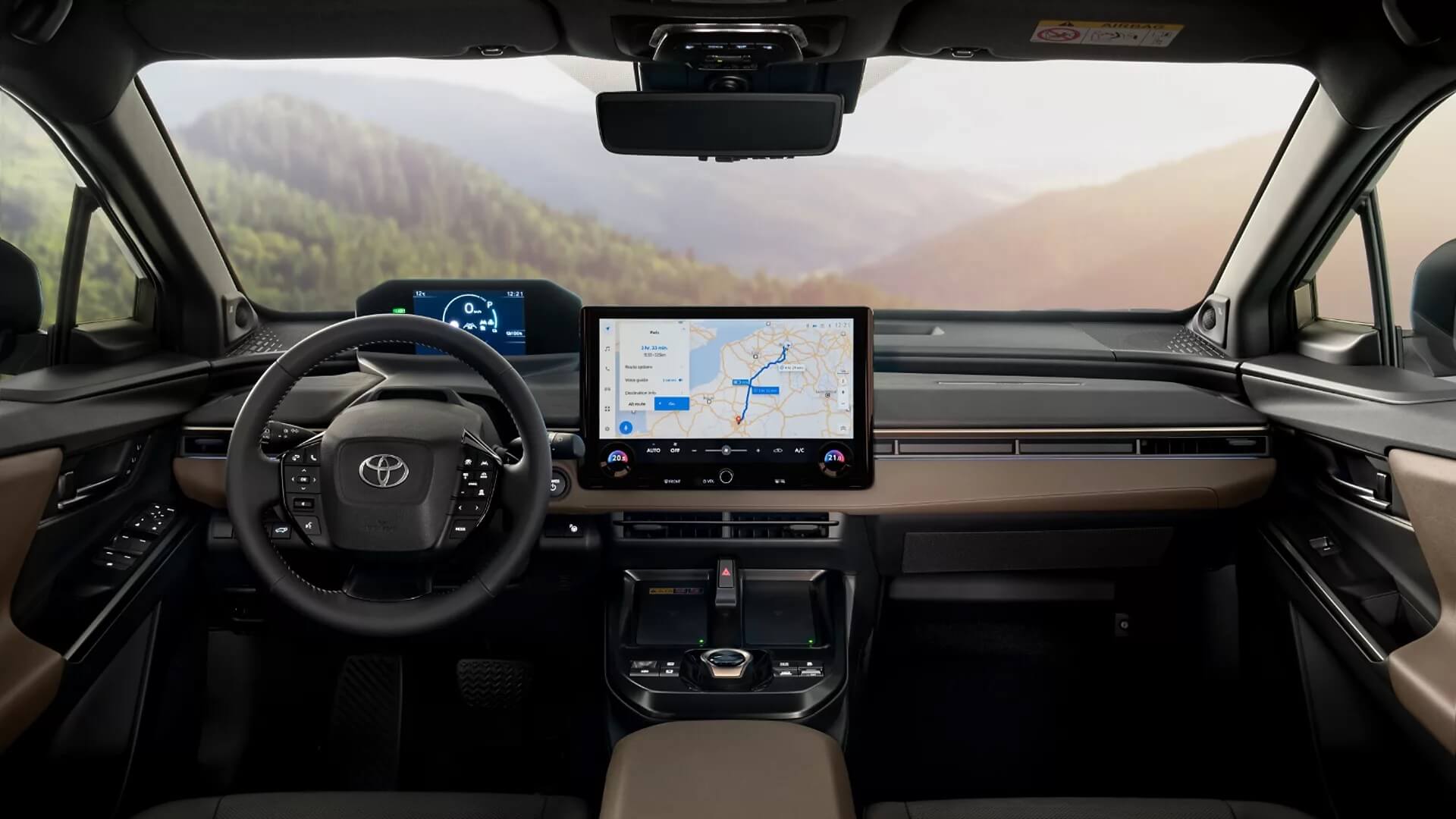 Toyota bZ4X Touring toyota Toyota Walder Zabrze kokpit z ekranem dotykowym i kierownicą