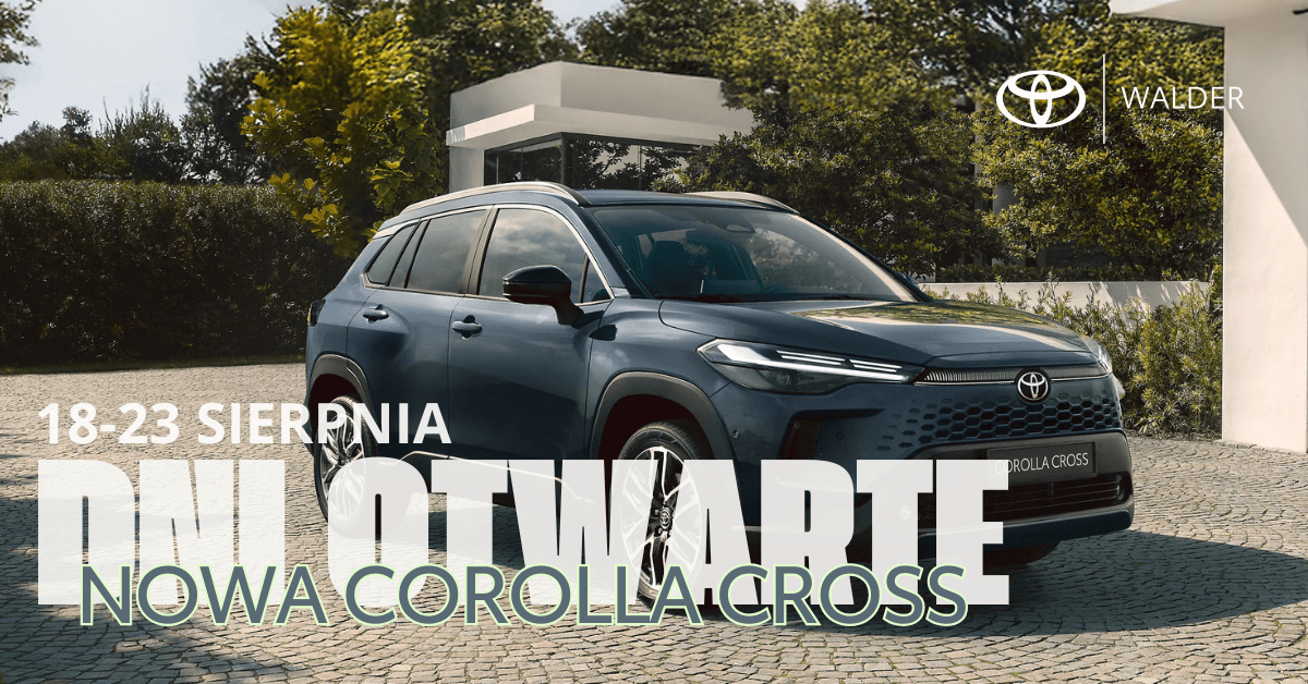 Stylowa Toyota Corolla Cross w otoczeniu nowoczesnej architektury, Dni otwarte Toyota Walder Zabrze jako komfortowy Crossover