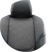 RAV4 Tapicerka zamszowo ‑ skórzana w kolorze czarnym z niebieskimi przeszyciami (materiały syntetyczne)